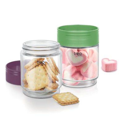 MILTON Treo One Up Glass Jar with Airtight Lid Kitchen Storage Containers,BPA Free,Glassy Storage Organizer,Multipurpose Dabba Set of 2,500ml each, Assorted