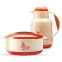 MILTON Trophy Gift Set, New Orchid 1500 Casserole, 1260 ml and Nancy 1000 Flask, 1 liter, Cinamon | Insulated | BPA Free | Hot & Cold | Food Grade...
