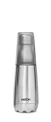 Milton Vertex 500 Thermosteel Water Bottle with Unbreakable Plastic Tumbler, 500 ml, Silver