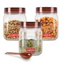 MILTON Vintage Airtight Containers with Spoons for Kitchen Storage, Food Grade Plastic, Stackable & Transparent Organizer Jars, Masala Dabba, Set of 3 (500 ml each)...