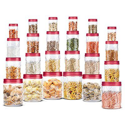 MILTON Vitro PET Canister Set of 24 (6x300ml,6x700ml,6x1400ml,6x2000ml) Airtight