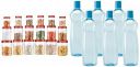 MILTON vitro plastic pet storage jar and container, set of 18 (6 pcs x 230 ml each, 6 pcs x 600 ml each, 6 pcs x 1.18 ltrs each) & Pacific 1000 Pet Bottles 6 Pcs Set, Blue...