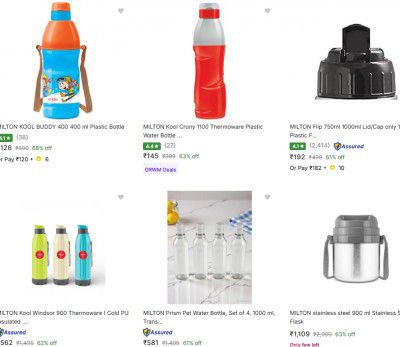 Flipkart : Upto 68% OFF - Milton Water Bottles & Flasks