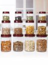 Milton Set Of 12 Brown Hexa Pet Jar - 4 Pcs x 270 ml 4 Pcs x 665 ml 4 Pcs x 1.24 L...