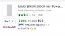 MIMO BINORI 20000 mAh Power Bank  (Black, Lithium-ion, for Mobile, Tablet)...