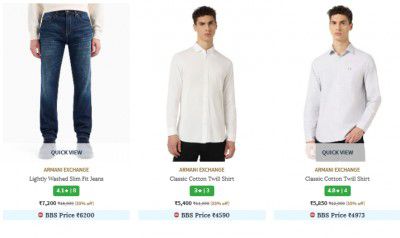 Ajio : Upto 60% Off On Armani Exchange Men's Clothing Start On