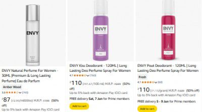 Min. 50% OFF -  ENVY Perfume Starts At Rs 87