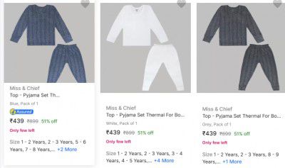 Min.50% Off On Miss Chief Kids Thermals