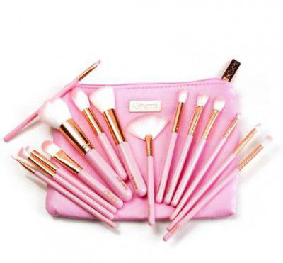 MINARA Makeup Brush Applicator Set of 15 with Premium Leather Pouch  (Pack of 15)