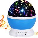 MINGKIDS Lullaby Rechargeable Stars Moon Projector Warm Colour Changing Rotation Night Light Lamp with 12 Songs, (Music Blue)...