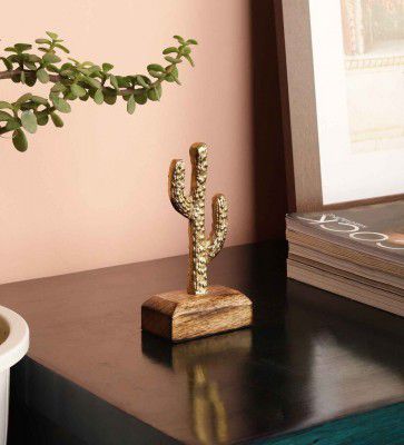 Mini Cactus Gold Wood & Aluminium Showpiece