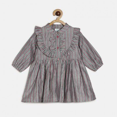 MINI KLUB  Baby Girls Midi/Knee Length Casual Dress  (Multicolor, Full Sleeve)