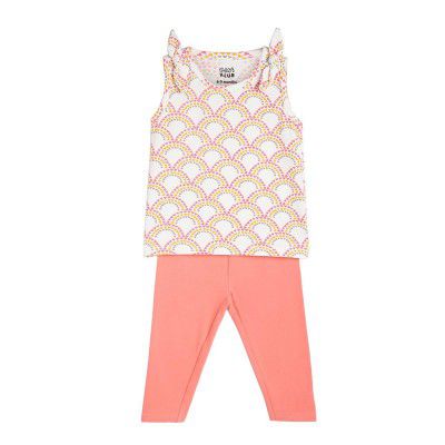 MINI KLUB Baby Girls Regular Fit Half Sleeve Top And Legging, Pack Of 2