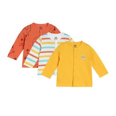 Mini Klub Baby Long Sleeve Knitted Cotton Front Open Vest, Pack of 3 (Multi Color)