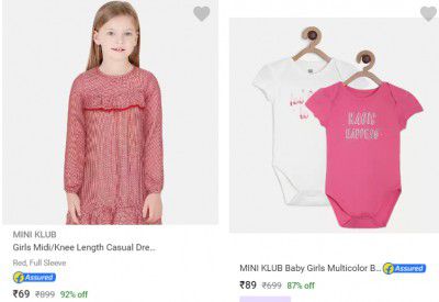 Mini Klub Clothing strating From Rs 59 Upto 92% off