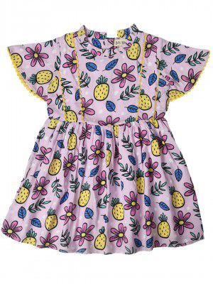mini mama Girls Cotton Fit and Flare Knee-Length Dress
