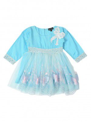 mini mama Girls Satin A-Line Midi Special Occasion Dress