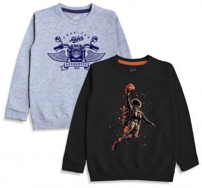 minicult Boys & Girls Cotton Round Neck Sweatshirt for Light Winters