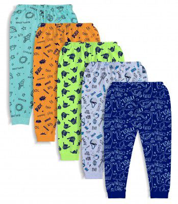 minicult Cotton Pajama Pants with All Over Print for Boys and Girls (Multicolor Designs)(Regular Fit)(Pack of 5)