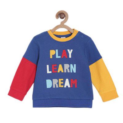 miniklub Baby Round Neck Long Sleeve Knitted Cotton Sweat Shirt (Blue Color)