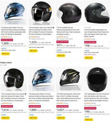 Amazon : Minimum 30% Off | TVS Helmets 