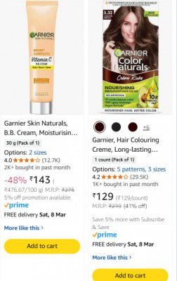 Minimum 48% OFF ON Garnier Beauty Product