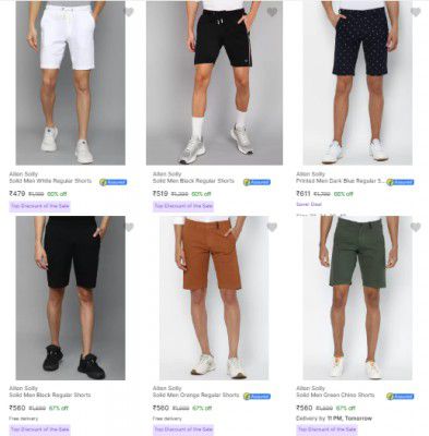 Upto 75% Off on Allen Solly Shorts | For Men