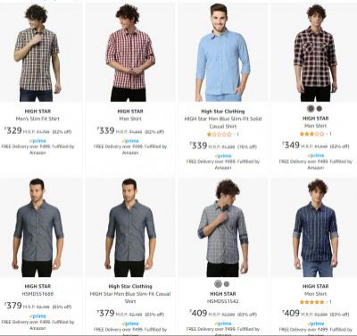 Minimum 80% Off on High Star Men's Shirts | Starts Rs 299