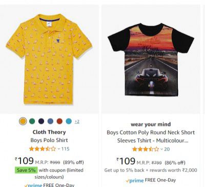 Minimum 85% off on Boy's Clothing