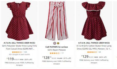 Minimum 85% off on Girls Clothing