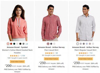 Minimum 90% off on Made for Amazon Brands Clothing
