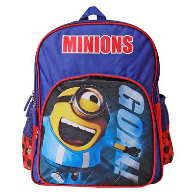 Minions Polyester 28 cms Blue School Backpack (MBE-MIN286)