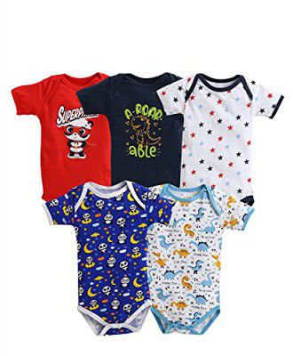 MINITATU Boys Half Sleeves Unisex Bodysuit/Onesies Pack of 5