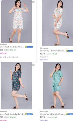 Mintmarie Womens Night Suits Starts at Rs 379