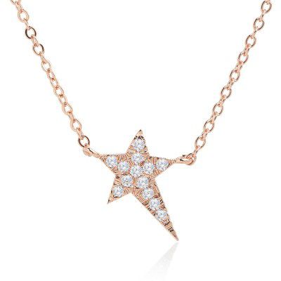 MINUTIAE Star Shape Pendant Necklace Round Cut Austrian Cubic Zirconia Diamond For Women And Girls With Extendable Chain Fashion Jewelry