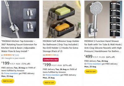 Amazon: MIORAH bathroom Accessories Starts At ₹99.