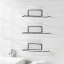 MIORAH Self Adhesive Towel Holder in Bathroom | Toilet Paper Roll Holder | Tissue Roll Hanger for Kitchen, Black (Pack of 3)...