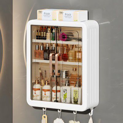MIORAH Wall-Mounted Bathroom Storage Cabinet White | Space Saving Bathroom Organizer Shelf | Compact Storage for Essentials | No Mirror | Modern Design
