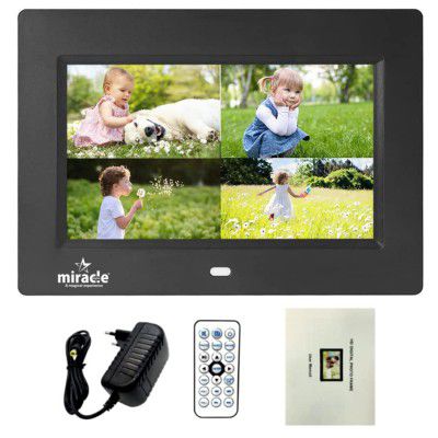 Miracle Digital 7(17.78) IPS Digital Photo Frame with High Definition Panel Screen, USB Disk Card, Remote Photos Slide Show, Video Audio, Support SD Built in 8 GB Memory & 2GB RAM 180°Wide Angle Viewi