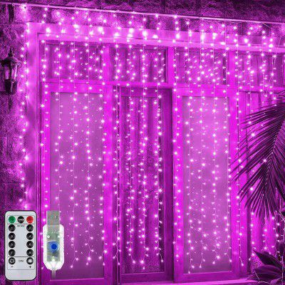 MIRADH 300 LED Fairy Curtain String Lights – USB Powered Remote-Controlled Backdrop