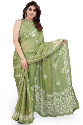 MIRCHI FASHION Women's Latest Chiffon Batik Printed Saree with Blouse Piece