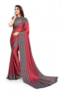 MIRCHI FASHION Women's Stylish Chiffon Kalamkari Printed Border Saree with Blouse Piece