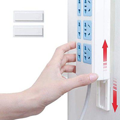 Mirramor 2 Pack Power Strip Holder Fixator, No Hole Plug-in Wall Socket Sticker Fixer, Loading 10 Kg Maximum