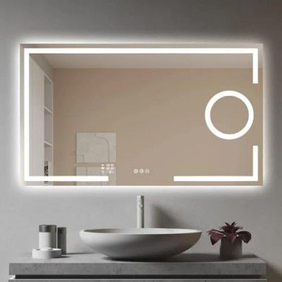 MIRROR WORLD Wall-Mounted led Mirror Glass Bathroom and Bedroom Home Decor 