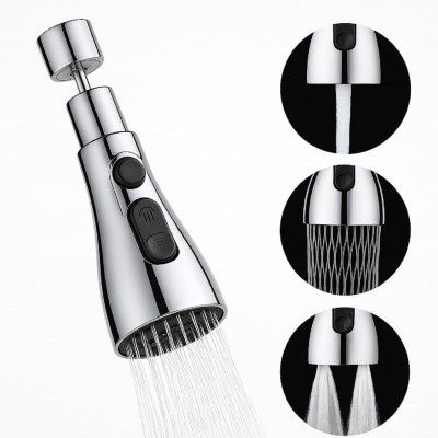 Misamo Enterprise Kitchen Faucet Extender, Chrome Plated, 3-Mode