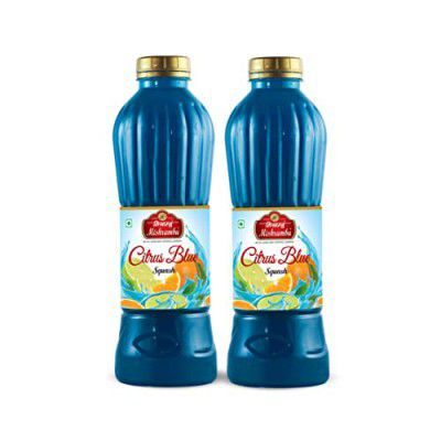 Mishrambu Citrus Blue Squash (Pack of 2) | Summer Drinks Sharbat | 1500ml (750 ml each)