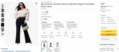 Miss Chase A+ Women's Bootcut High Rise Regular Stretchable Denim Jeans
