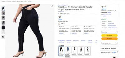 Miss Chase A+ Women's Slim Fit Regular Length High Rise Denim Jeans