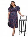Miss Chase A+ Women's V-Neck Puff Sleeve Floral Wrap Midi Dress...
