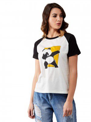 Miss Chase Women's Black and White 100% Cotton T-Shirt